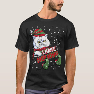 T-shirt Je déteste Chat Matin Kitten Angry Elf Cat Grumpy 