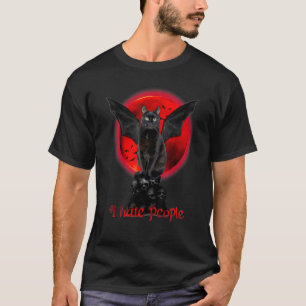 T-shirt Je déteste les gens Chat Halloween