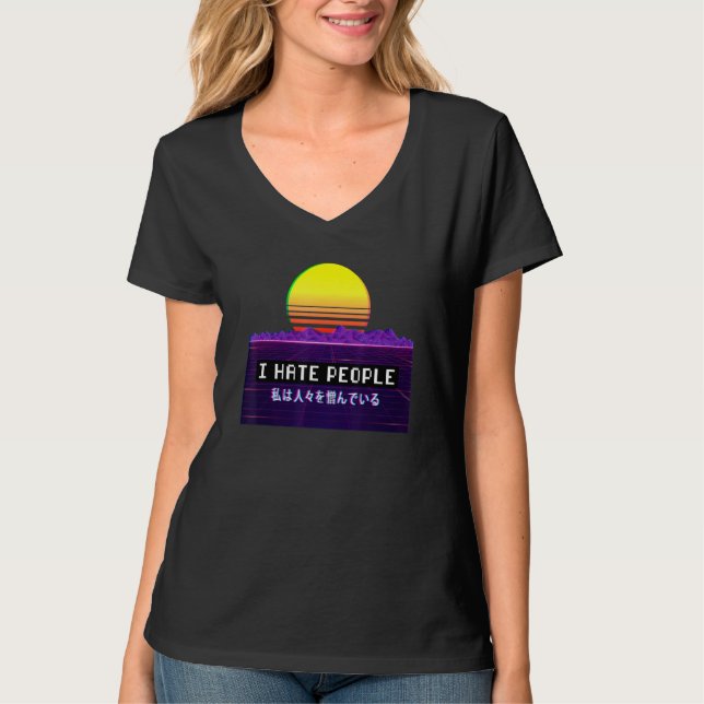T-shirt Je déteste les gens Vaporwave Esthétique esthétiqu (Devant)
