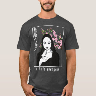 T-shirt Je déteste tout le monde esthétique Nun Soft Grung