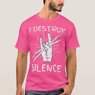 T-shirt Je Détruis Silence Drums T Shirt Rocker Band Drumm