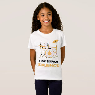 T-Shirt Je Détruis Silence Funny Drummer