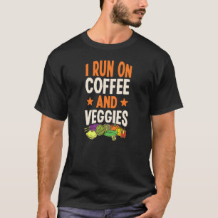 T-shirt Je fonctionne au café et aux légumes laitue concom