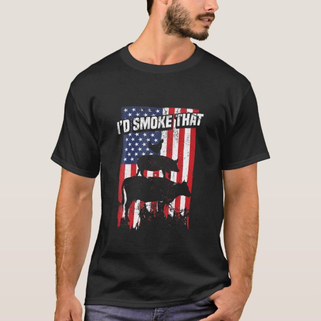 T-shirt Je fumerais ça - Funny BBQ Fumeur Père Barbecue (Devant)