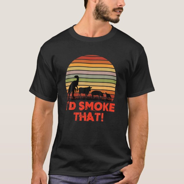 T-shirt Je fumerais ce Dinosaure Grillant de viande barbec (Devant)