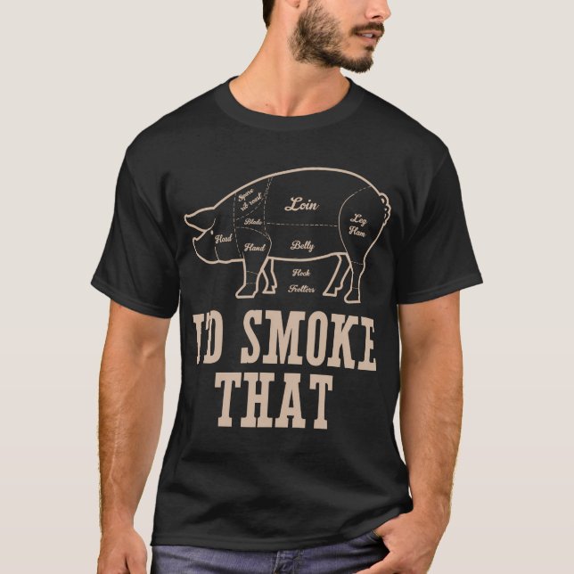 T-shirt Je fumerais T Pig Fumer Barbecue Maître Grill (Devant)