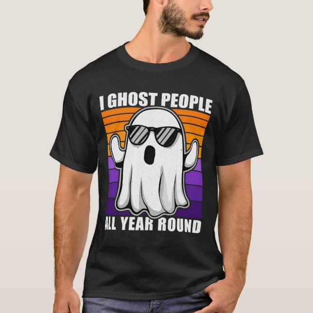 T-shirt Je Ghost People Toute L'Année Citation D'Halloween (Devant)