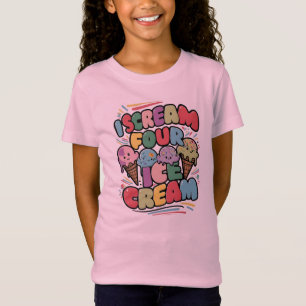 T-Shirt Je hurle Four Glace Cream rose 4e anniversaire fil