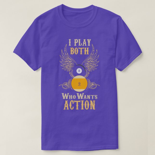T-shirt Je joue à 8 balles 9 balles billard (Design devant)