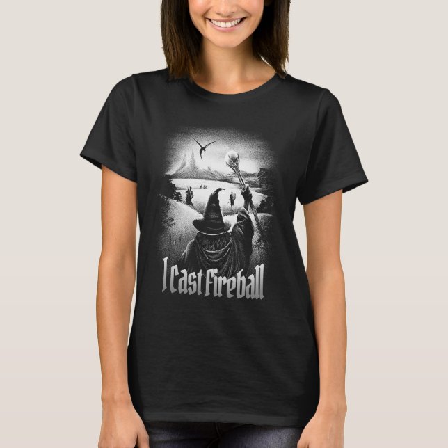 T-shirt Je lance Fireball Imaginaire Wizard RPG Class Tabl (Devant)