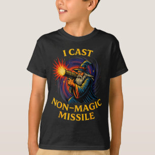 T-shirt Je lance un missile non magique Parodie de sorcier