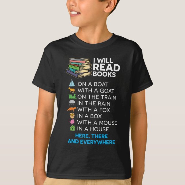 T-shirt Je lirai des livres sur un bateau et lire partout (Devant)