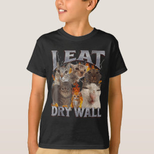 T-shirt Je mange de la cloison sèche Mème de chat drôle Gr