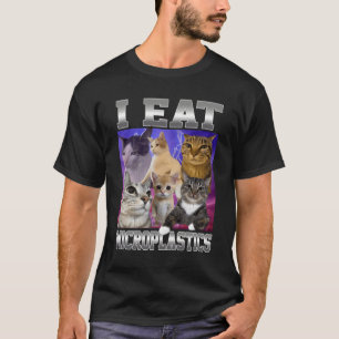 T-shirt Je mange des microplastiques Mème de chat drôle Gr
