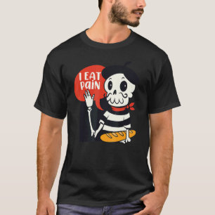 T-shirt Je Mange Douleur Français Squelette Pain Langue Pu