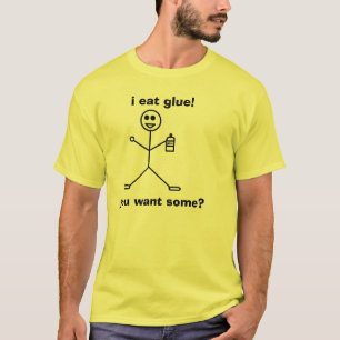 T-shirt je mange la colle tenant la bouteille de colle