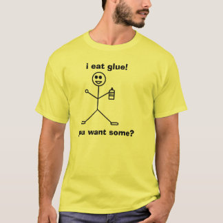 T-shirt je mange la colle tenant la bouteille de colle