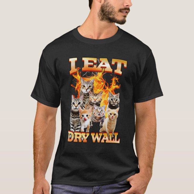 T-shirt Je Mange Sec Cement Mur Drôle Cat Mème Bootleg Ten (Devant)
