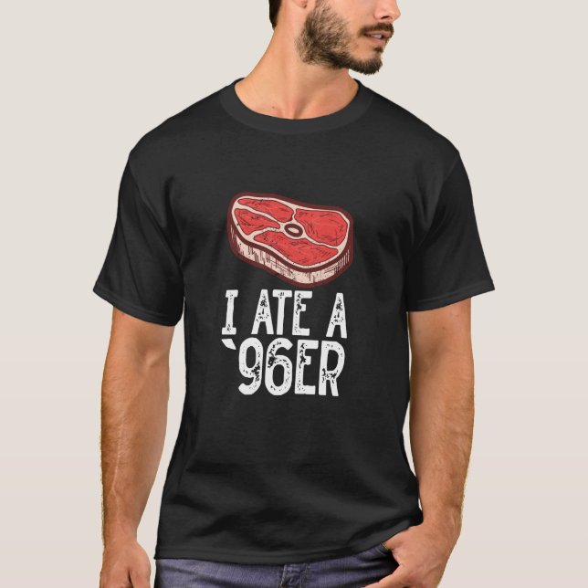 T-shirt Je Mange Une Viande De Steak Cru 96Er Nourriture V (Devant)