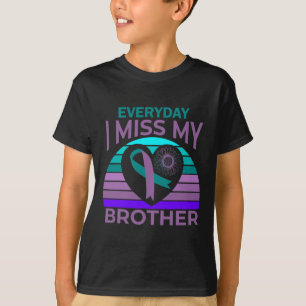 T-shirt Je Manque Mon Frère Coeur Ruban Sensibilisation au