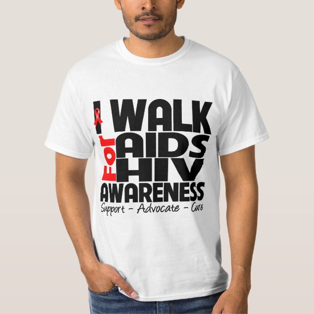 T-shirt Je marche pour la conscience d'HIV de SIDA (Devant)