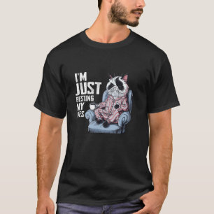 T-shirt Je me repose juste les yeux Drôle Chat Vintage Pap