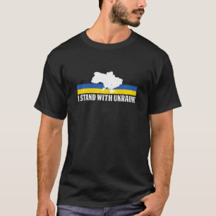 T-shirt Je Me Tiens Avec L'Ukraine Carte Drapeau Ukrainien