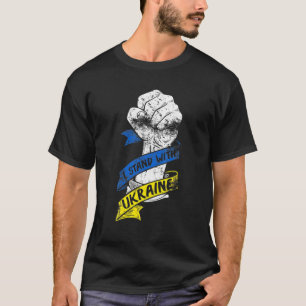T-shirt Je Me Tiens Avec Ukraine Drapeau Power Ribbon Supp