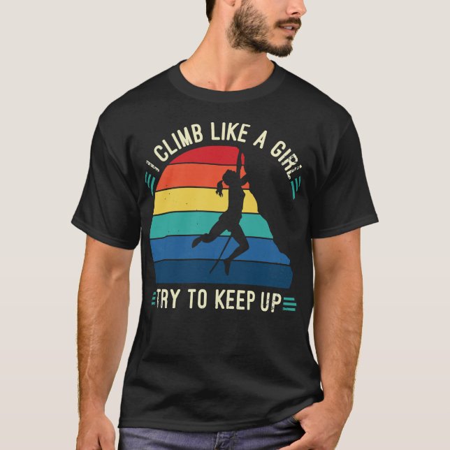 T-shirt Je Monte Comme Une Fille Essaie De Continuer, Esca (Devant)