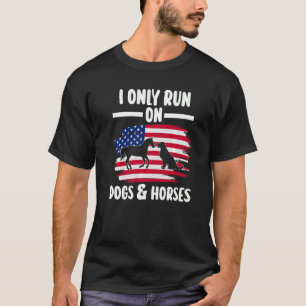 T-shirt Je ne cours que sur les chiens & chevaux équestre