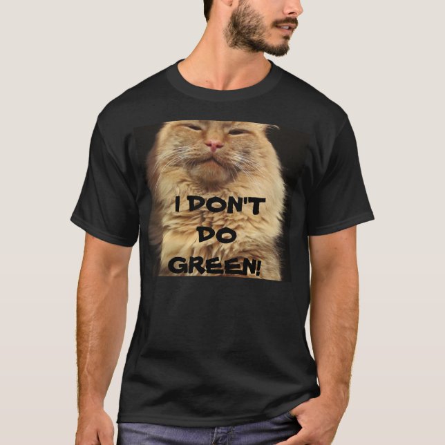 T-shirt Je ne fais pas Green Orange Grumpy Kitty (Devant)
