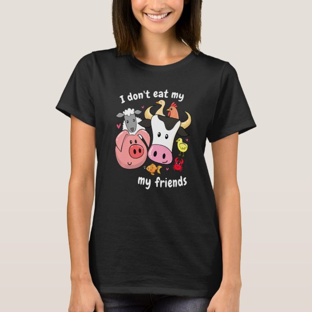 T-shirt Je ne mange pas mes amis anti-cruauté animale Vega (Devant)