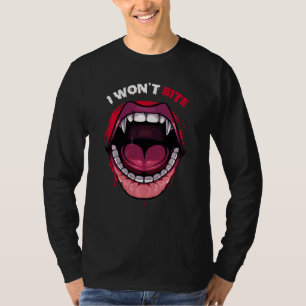 T-shirt Je ne mordrai pas Vampire dents Lèvres rouges Mons