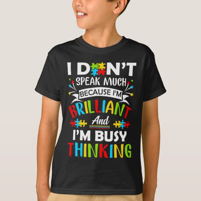T-shirt Je Ne Parle Pas Beaucoup De Brillant Autisme Autis (Devant)