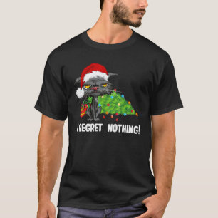 T-shirt Je Ne Regrette Rien Drôle Chat Ennuyé Chapeau De P