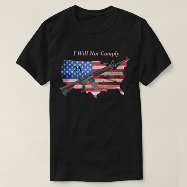 T-shirt Je Ne Respecterai Pas Le 2e Amendement Drapeau US  (Design devant)