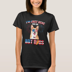 T-shirt Je ne suis ici que pour les hot-dogs Chien Corgi A
