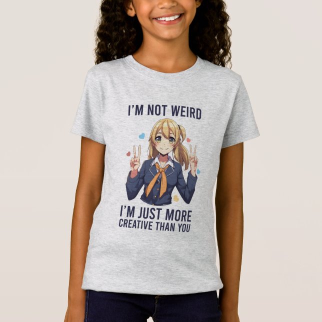 T-Shirt Je ne suis pas bizarre Anime Girls Graphic (Devant)