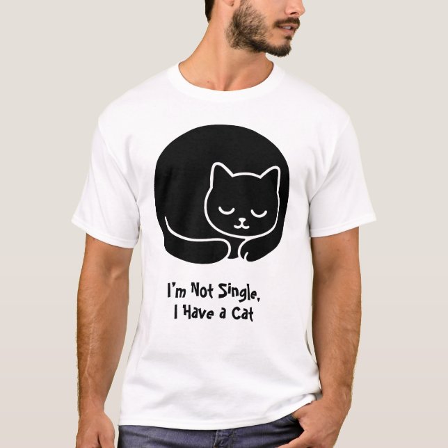 T-shirt Je ne suis pas célibataire, j'ai un chat (Devant)