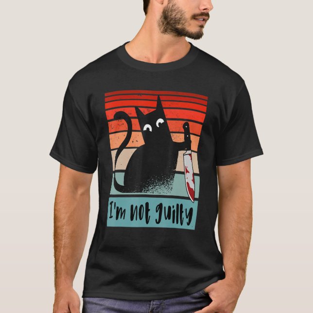T-shirt Je ne suis pas coupable Innocent Chat avec un cout (Devant)