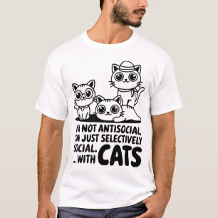 T-shirt Je ne suis pas des chats antisociaux