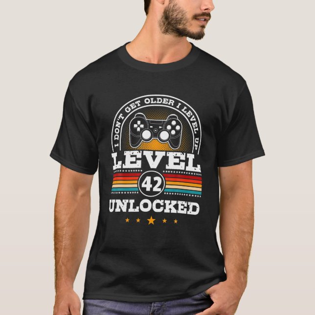 T-shirt Je Ne Suis Pas Plus Âgé Amusant Niveau 42 Déverrou (Devant)