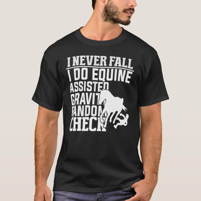 T-shirt Je Ne Tombe Jamais Je Fais De L'Équine Assistée Gr (Devant)