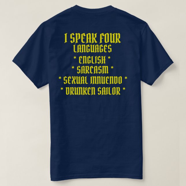 T-SHIRT JE PARLE QUATRE LANGUES (Design dos)
