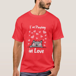 T-shirt Je pawage dans l'amour - Coeurs de chat