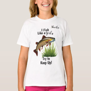 T-shirt "Je pêche comme une fille..." Truite Filles person