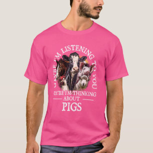 T-shirt Je pense aux cochons Amateur de cochons Amateur d'