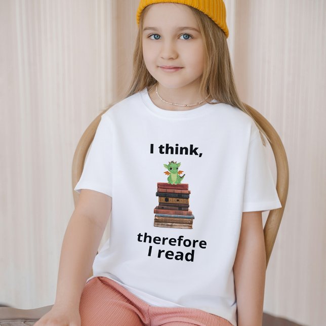 T-Shirt Je pense donc que j'ai lu bébé dragon (I think therefore I read baby dragon)