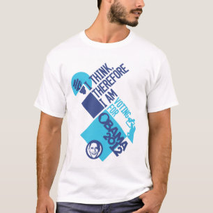 T-shirt Je pense Threfore que je suis - pour Obama