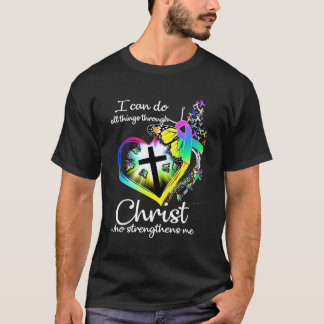 T-shirt Je Peux Faire Tout Par L'Art Du Papillon Christ -